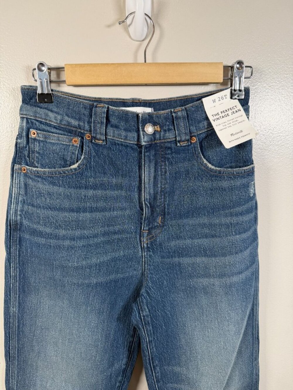 Madewell Perfect Vintage Jeans Size 26 Tall Medium Wash High Waist Denim - Picture 4 of 12